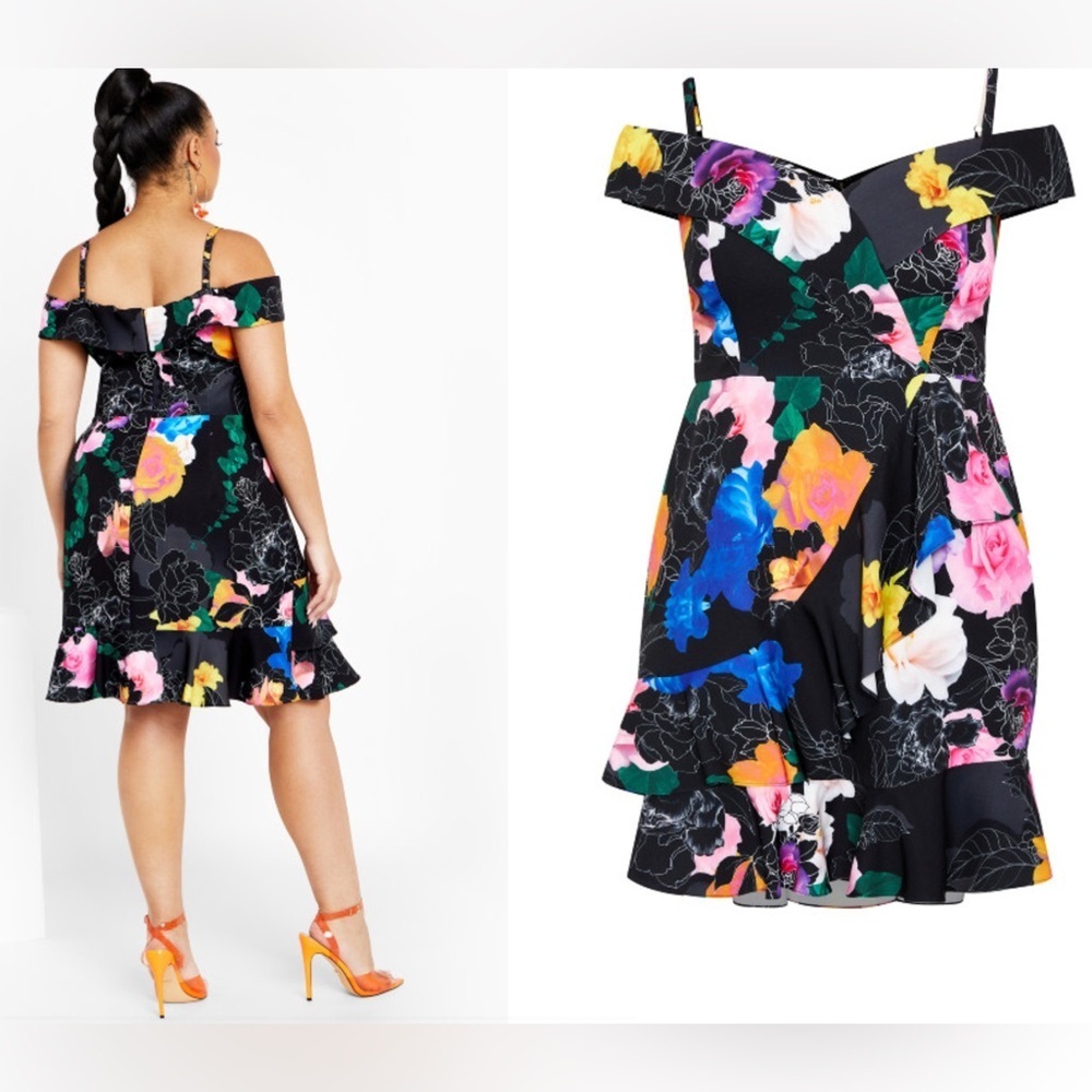 City Chic Floral Off-Shoulder Dress - Picture 6 of 15